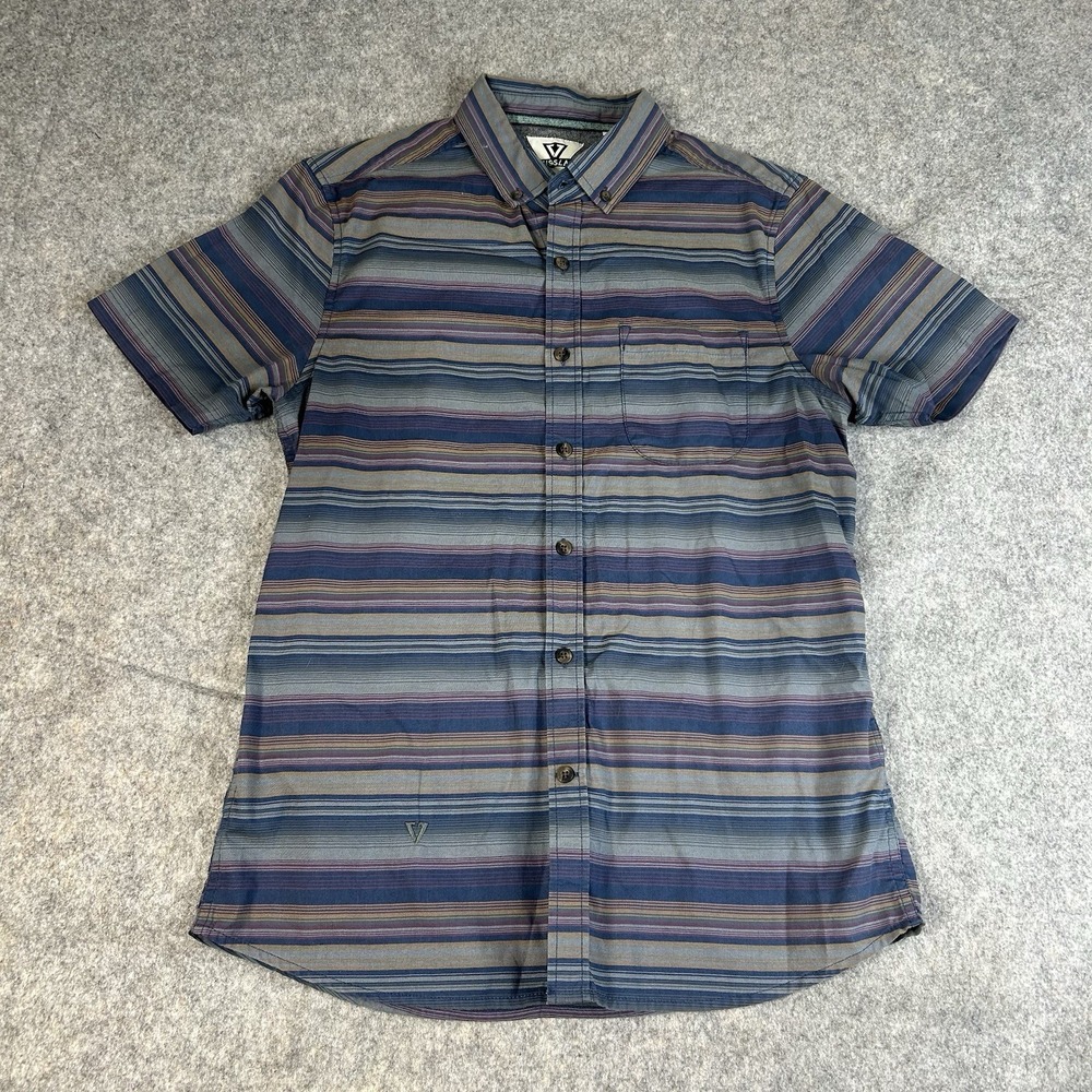 Vissla Shirt Mens Small Multicolor Striped Pocket Outdoor Beach Surf Skate Sun